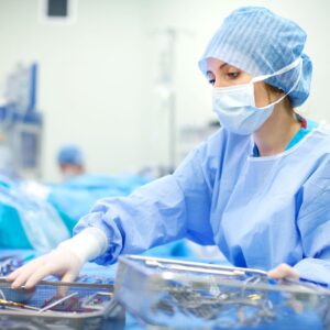 a nurse in surgical scrubs