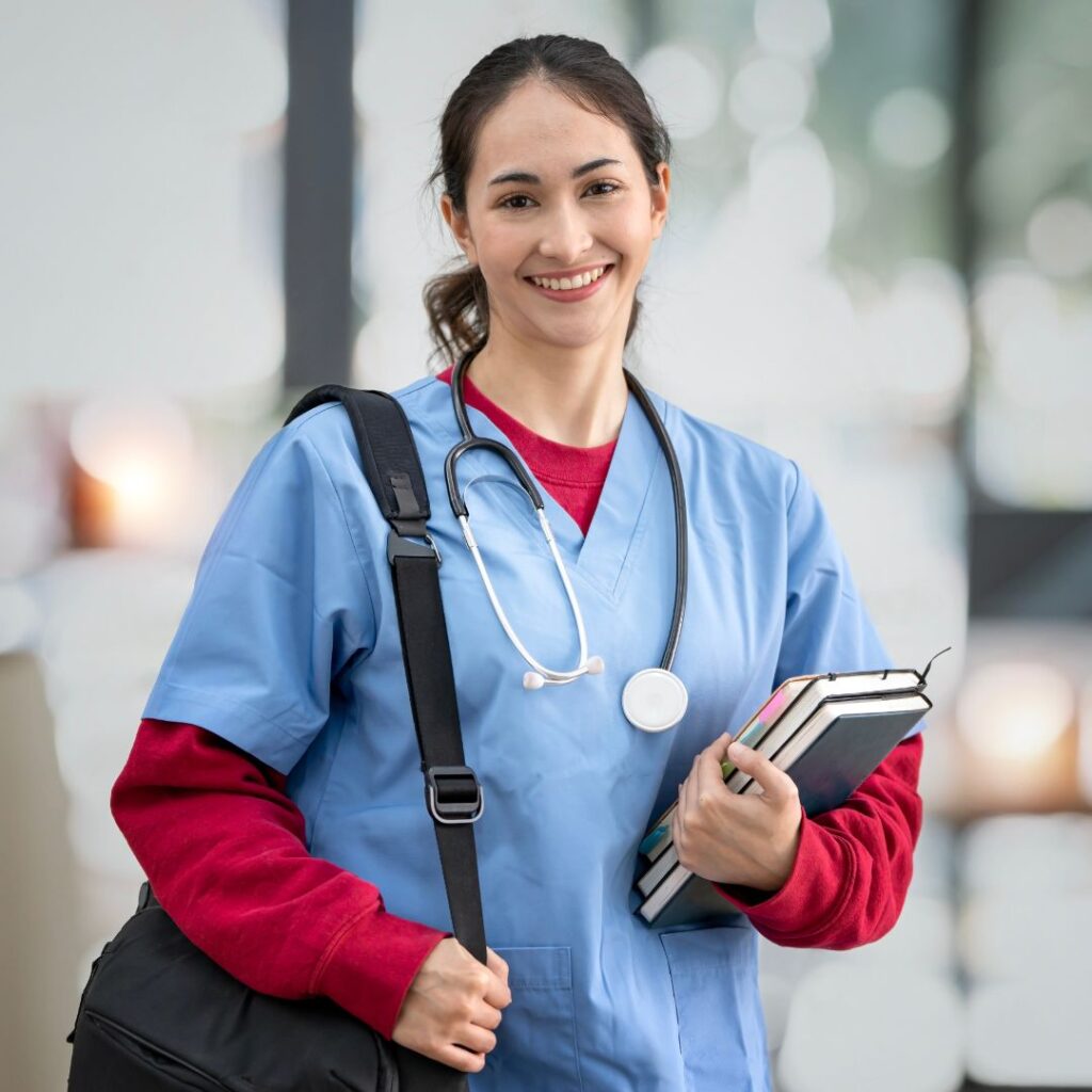 nurse with school materials