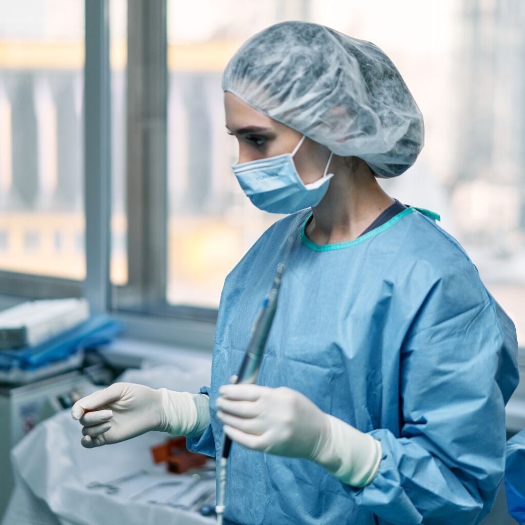 Nurse completing a procedure